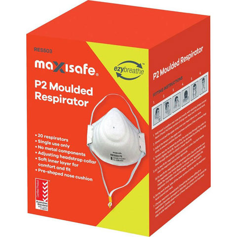 P2 Maxisafe Disposable Pre-Moulded Respirator Unvalved PCK/20