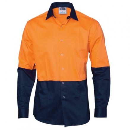Hi-Vis Cool Breeze Food Industry Cotton Shirt (Long Sleeve) - Orange/Navy
