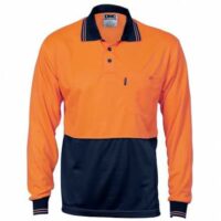 Hi-Vis Two Tone Cool Breathe Polo Shirt (Long Sleeve) - Orange