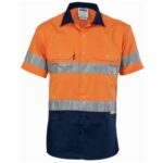 Hi-Vis Cool-Breeze Cotton Shirt with Day/Night Tape (Short Sleeves) - Orange