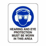 Hearing And Eye Protection Must Be Worn In This Area Sign - Poly