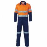 Hi-Vis Two Tone Cotton Coveralls with Day/Night Tape - Orange