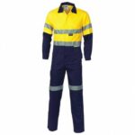 Hi-Vis Two Tone Cotton Coveralls with Day/Night Tape - Yellow