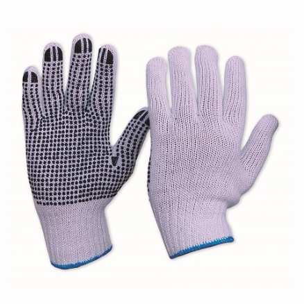 Knitted Poly Cotton Glove with PVC Dots