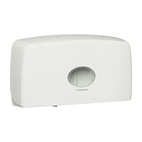 AQUARIUS Jumbo Roll Toilet Tissue Twin Dispenser White Lockable ABS