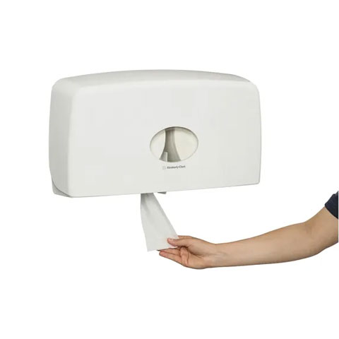 AQUARIUS Jumbo Roll Toilet Tissue Twin Dispenser White Lockable ABS